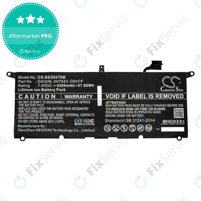 Batéria pre Dell XPS 13 9370, 6300mAh, Li-Ion, 7.6V, DXGH8, HQ
