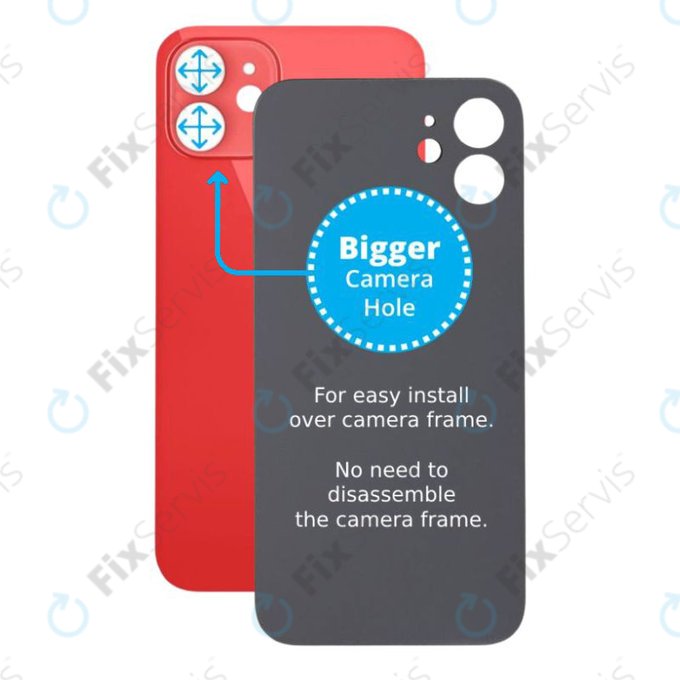 Apple iPhone 12 - Sklo Zadného Housingu so Zväčšeným Otvorom na Kameru (Red)