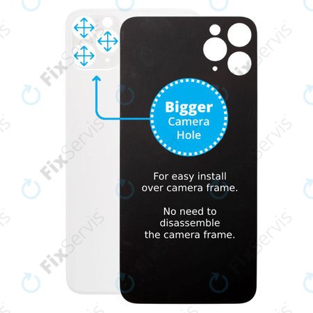 Apple iPhone 11 Pro Max - Sklo Zadného Housingu so Zväčšeným Otvorom na Kameru (Silver)
