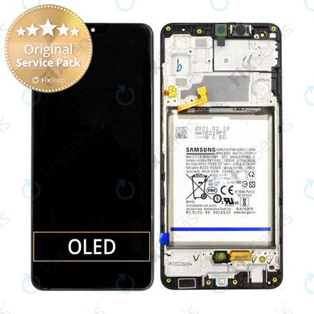 Samsung Galaxy A32 A325F - LCD Displej + Dotykové Sklo + Rám + Batéria (Awesome Black) - GH82-25611A, GH82-25612A Genuine Service Pack