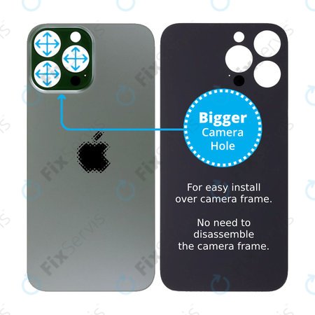 Apple iPhone 13 Pro Max - Sklo Zadného Housingu so Zväčšeným Otvorom na Kameru (Alpine Green)