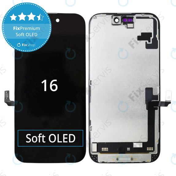 Displej Soft OLED pre iPhone 16 - Dotykové sklo + Rám, DIAGNOSTIC
