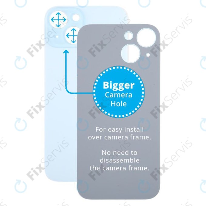 Apple iPhone 15 - Sklo Zadného Housingu so Zväčšeným Otvorom na Kameru (Blue)