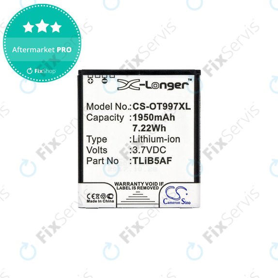 Batéria pre Alcatel One Touch 997, X Pop, TCL S710, S800, 1950mAh, Li-Ion, 3.7V, TLiB5AF, HQ