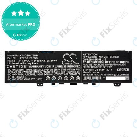 Batéria pre Dell Inspiron 13, 7373, Vostro 13, 3100mAh, Li-Ion, 11.4V, F62G0, HQ