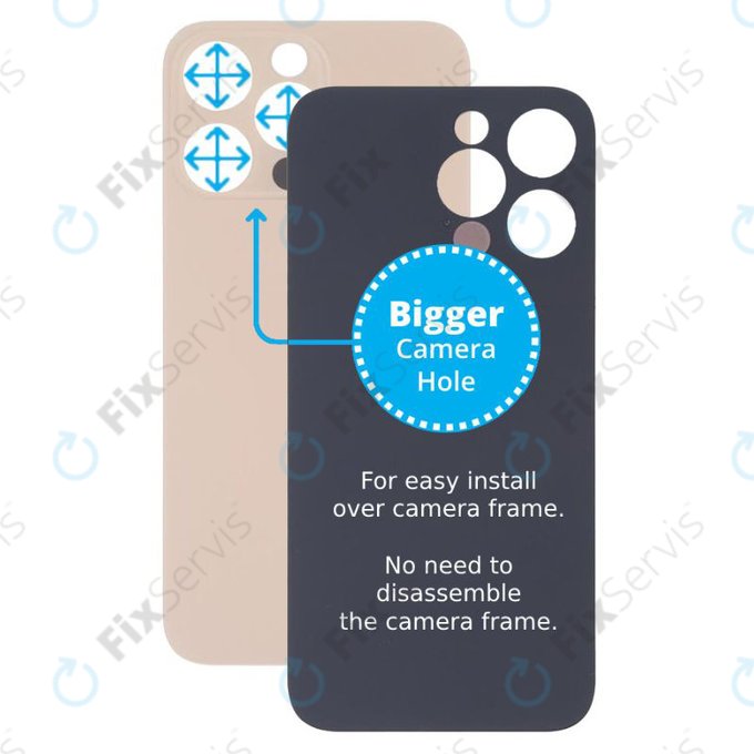 Apple iPhone 13 Pro - Sklo Zadného Housingu so Zväčšeným Otvorom na Kameru (Gold)