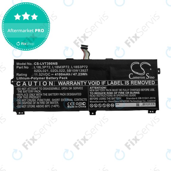 Batéria pre Lenovo ThinkPad X390, Yoga X390, 4100mAh, Li-Pol, 11.52V, 02DL021, HQ
