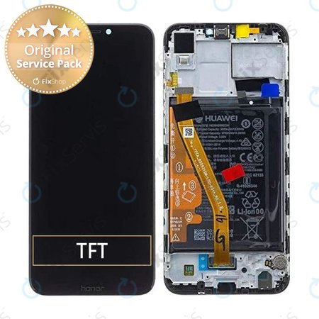 Huawei Honor Play - LCD Displej + Dotykové Sklo + Rám + Batéria (Midnight Black) - 02351YXV