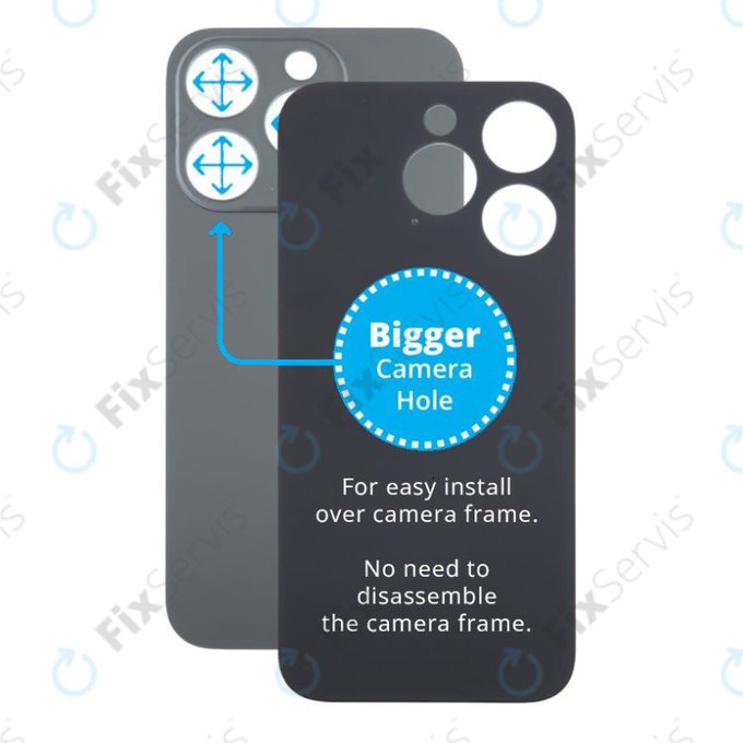 Apple iPhone 15 Pro - Sklo Zadného Housingu so Zväčšeným Otvorom na Kameru (Black Titanium)