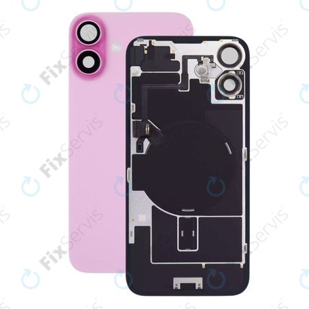 Apple iPhone 16 - Sklo Zadného Housingu + Sklíčko Kamery + Kovový Pliešok + Magsafe Magnet (Pink)