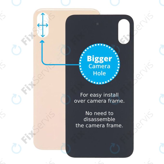 Apple iPhone XS - Sklo Zadného Housingu so Zväčšeným Otvorom na Kameru (Gold)