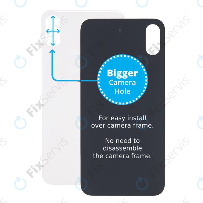 Apple iPhone X - Sklo Zadného Housingu so Zväčšeným Otvorom na Kameru (Silver)