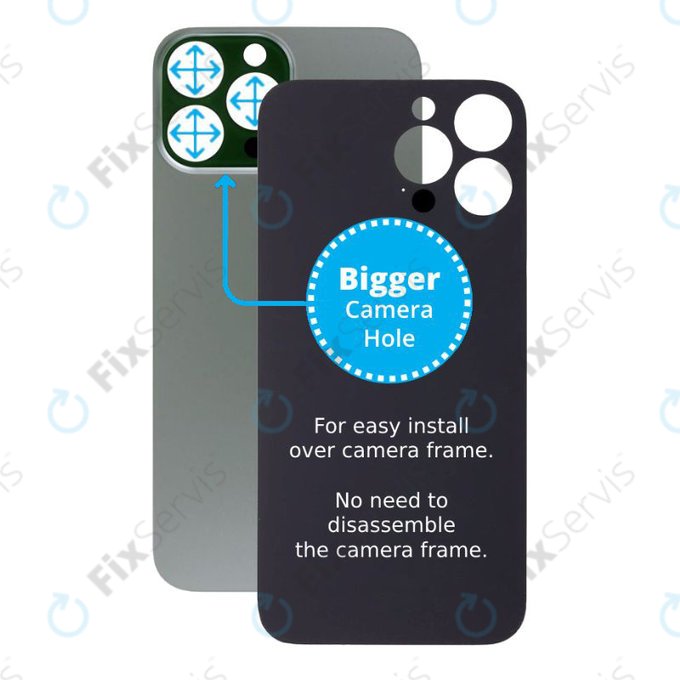 Apple iPhone 13 Pro Max - Sklo Zadného Housingu so Zväčšeným Otvorom na Kameru (Alpine Green)