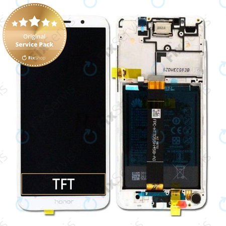 Huawei Honor 7S - LCD Displej + Dotykové Sklo + Rám + Batéria (White) - 02351XHT Genuine Service Pack