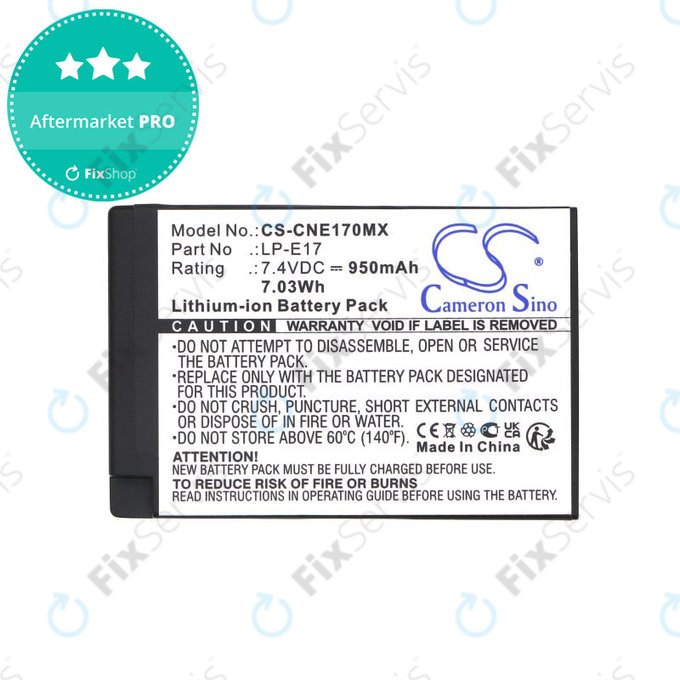 Batéria pre Canon EOS, 950mAh, Li-Ion, 7.4V, LP-E17, HQ