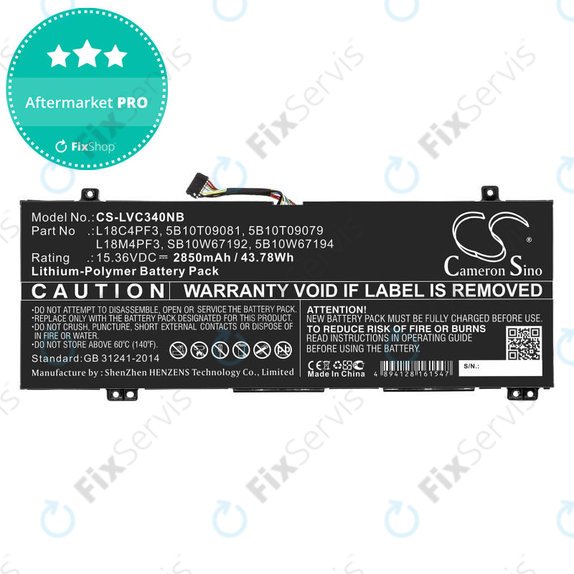 Batéria pre Lenovo Ideapad C340, Ideapad Flex, 2850mAh, Li-Pol, 15.36V, L18C4PF3, HQ