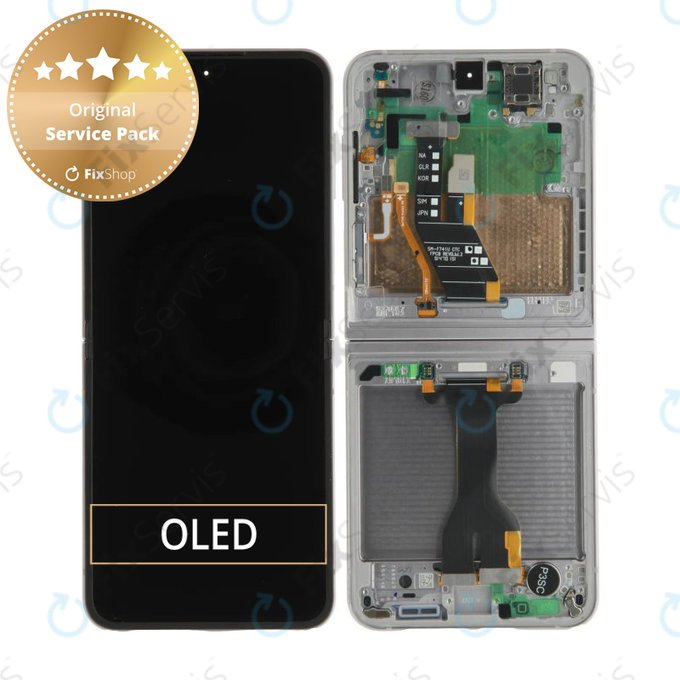 Displej OLED pre Samsung Z Flip 6 F741B, Silver Shadow, Dotykové sklo s rámom, GH82-35014A, Genuine Service Pack