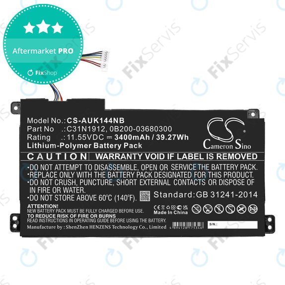 Batéria pre Asus Vivobook 14, E510, 3400mAh, Li-Pol, 11.55V, C31N1912, HQ
