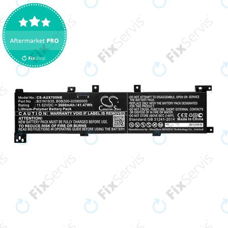 Batéria pre Asus A705QA, Asus F705MA-Bx030t, 3600mAh, Li-Pol, 11.52V, B31N1635, HQ