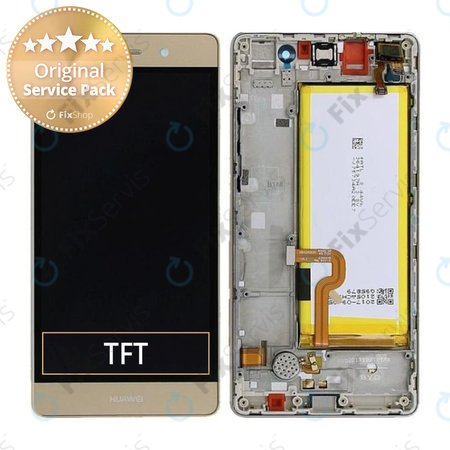 Huawei P8 Lite ALE-L21 - LCD Displej + Dotykové Sklo + Rám + Batéria (Gold) - 02350KGP, 02350KQH