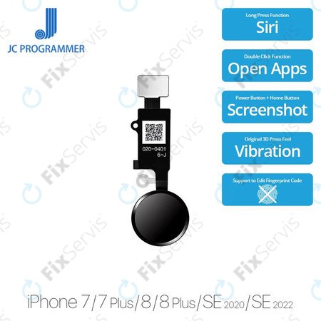 Apple iPhone 7, 7 Plus, 8, 8 Plus, SE (2020), SE (2022) - Tlačidlo Domov JCID 7 Gen (Space Gray, Black)