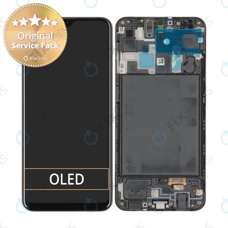 Samsung Galaxy A20 A205F - LCD Displej + Dotykové Sklo + Rám (Black) - GH82-19571A, GH82-19572A, GH82-21250A Genuine Service Pack