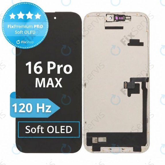 Displej Soft OLED 120Hz pre iPhone 16 Pro Max, Dotykové sklo s rámom, FixPremium PRO