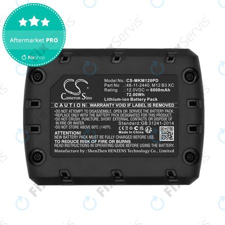 Batéria pre Milwaukee M12 Redlithium XC 4.0, 6000mAh, Li-Ion, 12V, M12 B3 XC, M12 B4 XC, HQ