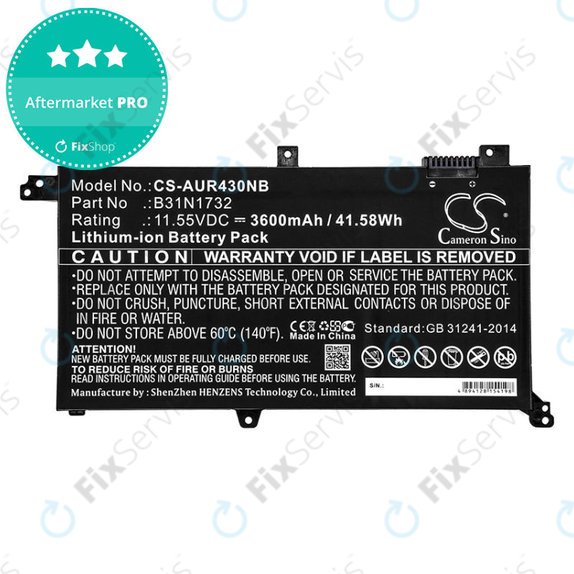 Batéria pre Asus VivoBook S14, S430FA, 3600mAh, Li-Ion, 11.55V, B31N1732, HQ