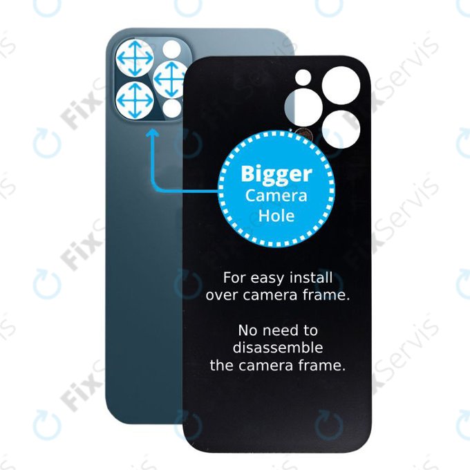 Apple iPhone 12 Pro - Sklo Zadného Housingu so Zväčšeným Otvorom na Kameru (Blue)