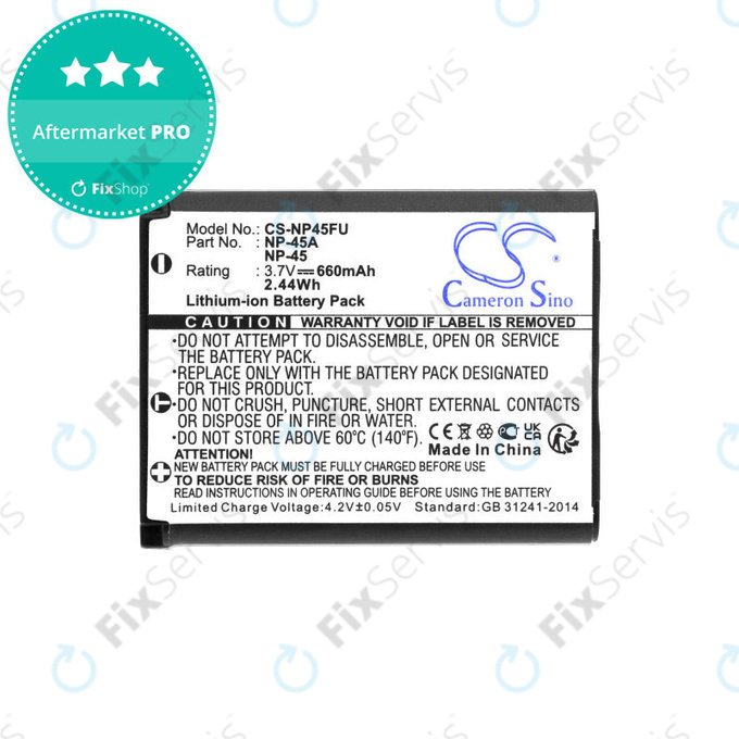 Batéria pre Leica, ALBA, Fujifilm, Avision, Praktica, Medion, 660mAh, Li-Ion, 3.7V, NP-45, HQ