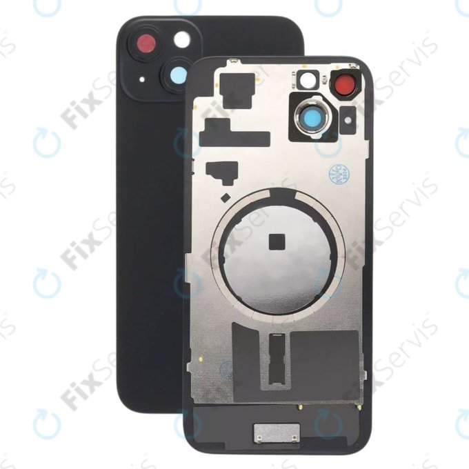 Apple iPhone 15 Plus - Sklo Zadného Housingu + Sklíčko Kamery + Kovový Pliešok + Magsafe Magnet (Black)