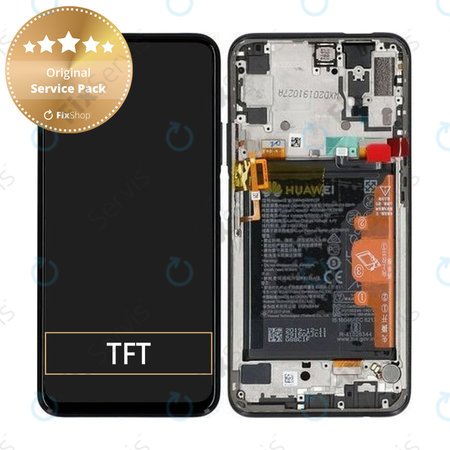Huawei P Smart Pro - LCD Displej + Dotykové Sklo + Rám + Batéria (Black) - 02352YLP Genuine Service Pack