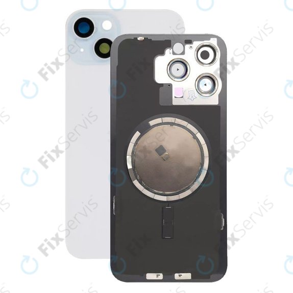 Apple iPhone 15 Plus - Sklo Zadného Housingu + Sklíčko Kamery + Kovový Pliešok + Magsafe Magnet (Blue)