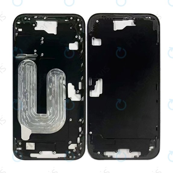 Apple iPhone 16 Plus - Stredný Rám + Tlačidlá Zapínania + Hlasitosti (Black)