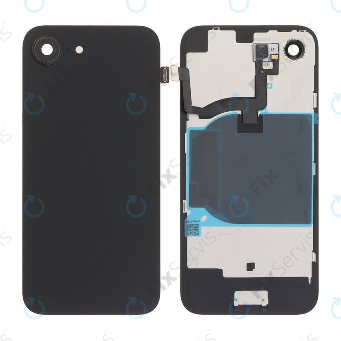 Apple iPhone 16e - Sklo Zadného Housingu + Sklíčko Kamery + Kovový Pliešok + Magsafe Magnet (Black)
