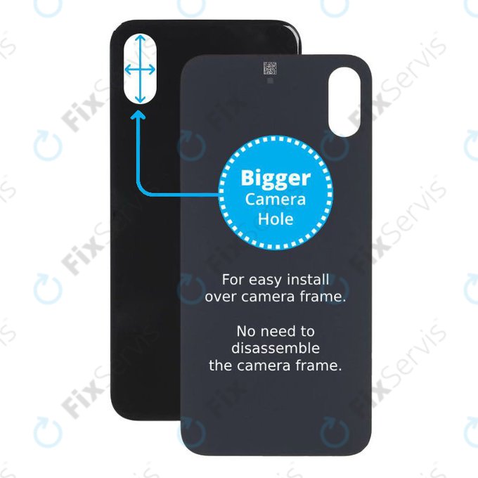 Apple iPhone XS - Sklo Zadného Housingu so Zväčšeným Otvorom na Kameru (Space Gray)