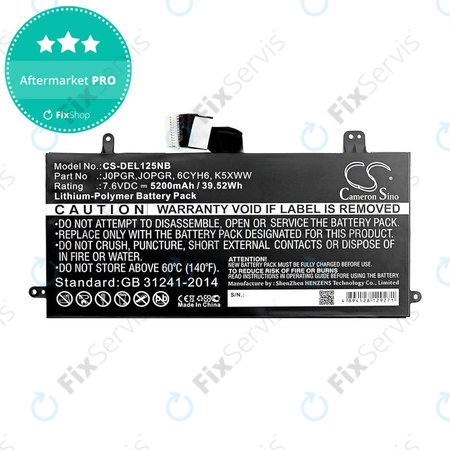 Batéria pre Dell Latitude 5290, Latitude 12 5285, 5200mAh, Li-Pol, 7.6V, J0PGR, HQ