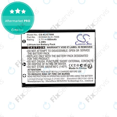 Batéria pre Kodak EasyShare, 660mAh, Li-Ion, 3.7V, LB-012, KLIC-7006, HQ