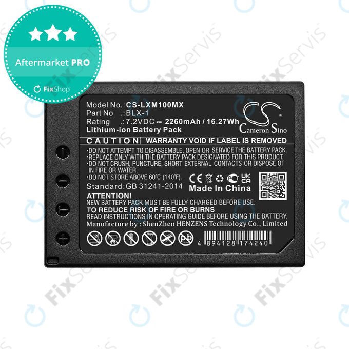 Batéria pre Olympus OM SYSTEM OM-1, OM-1 Mirrorless, 2260mAh, Li-Ion, 7.2V, BLX-1, HQ