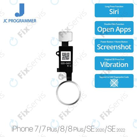 Apple iPhone 7, 7 Plus, 8, 8 Plus, SE (2020), SE (2022) - Tlačidlo Domov JCID 7 Gen (Silver, White)