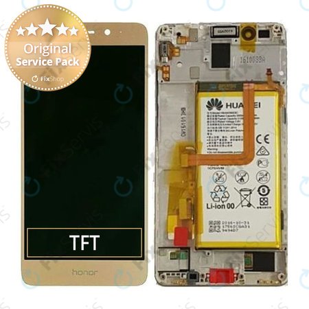 Huawei Honor 7 - LCD Displej + Dotykové Sklo + Rám + Batéria (Gold) - 02350QTN