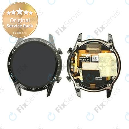 Huawei Watch GT2 Latona-B19 46mm - LCD Displej + Dotykové Sklo + Rám (Matte Black) - 02353FYU Genuine Service Pack