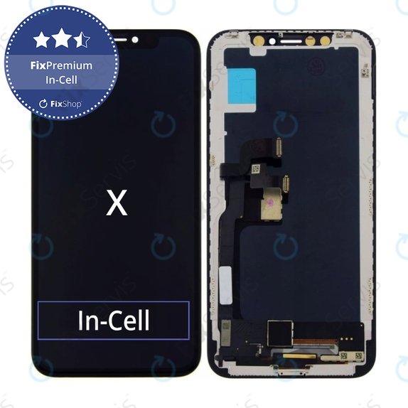 Displej In-Cell pre iPhone X, Dotykové sklo s rámom, FixPremium