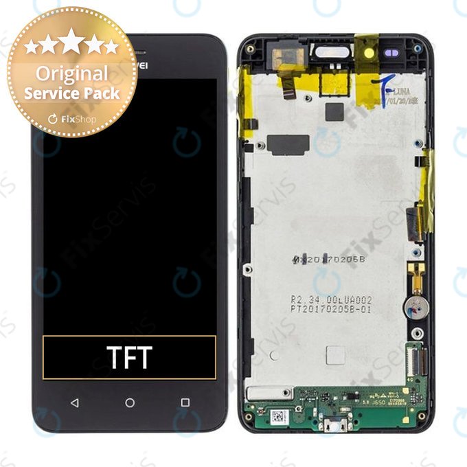 Huawei Y3 II - LCD Displej + Dotykové Sklo + Rám (Obsidian Black) - 97070NBA Genuine Service Pack