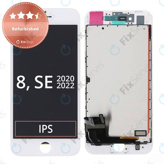 Displej pre iPhone 8, SE (2020), SE (2022), White, Dotykové sklo s rámom, Refurbished