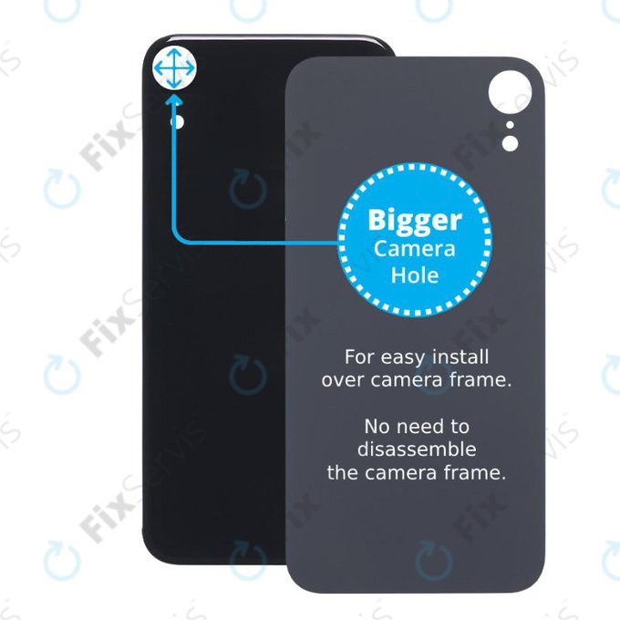 Apple iPhone XR - Sklo Zadného Housingu so Zväčšeným Otvorom na Kameru (Black)
