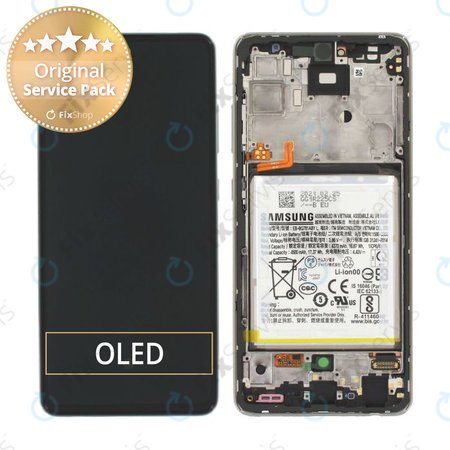 Samsung Galaxy A52 A525F, A526B - LCD Displej + Dotykové Sklo + Rám + Batéria (Awesome White) - GH82-25229D, GH82-25230D Genuine Service Pack