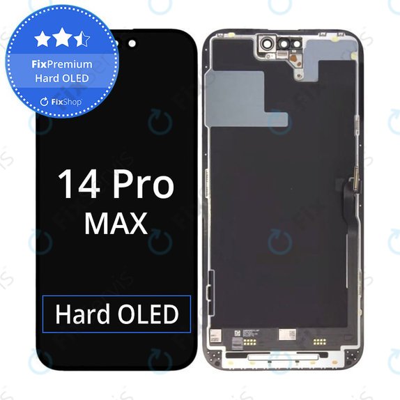 Displej Hard OLED pre iPhone 14 Pro Max, Dotykové sklo s rámom, FixPremium
