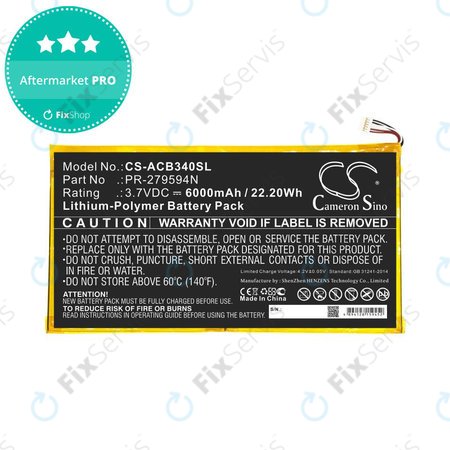 Batéria pre Acer Iconia One 10 B3-A40, 6000mAh, Li-Pol, 3.7V, PR-279594N, HQ